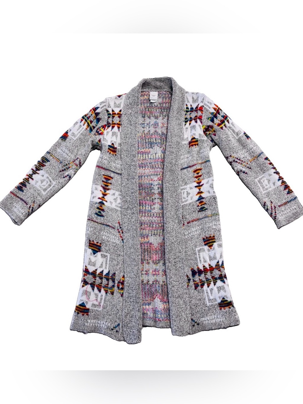 Anthropologie North Angel Gray Marled Aztec Cowichan Cardigan Sweater Small